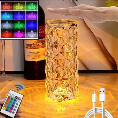 Colors Crystal Rose Table Lamp LED Rose Light Decoration Remote Control Romantic Diamond Atmosphere Light USB Night Light