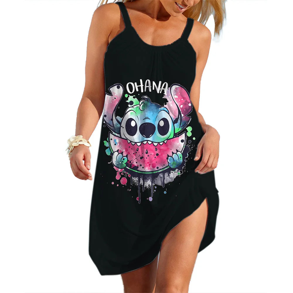 Women's Summer Disney Stitch Sleeveless Beach Dress – Cool, Quick-Dry, Loose & Stylish