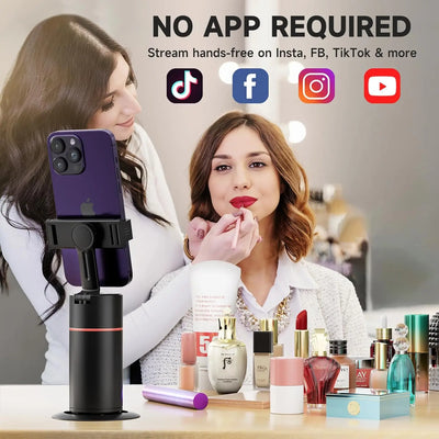 360 Degree Rotation Gimbal Stabilizer Selfie Stick AI Follow Face Tracking Desktop Tripod Phone Stand For Tiktok Smartphone Live