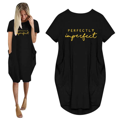Women's Loose  Short Sleeved Summer Plus Size Dress Pocket T-shirt Style Mini Dresses Summer Casual Loose Dress Vestidos