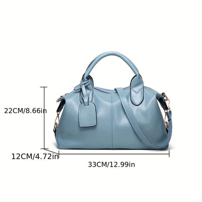 Women's Fashion and Elegant Large Capacity Oil Wax Leather Tote, Convenient Solid Artificial Leather Boston Crossbody Bag, Zipper Lock Anti-theft Commuter Bag, Double Handle Design, Adjustable Shoulder Strap, Professional Women's Briefcase, Box Bag, Dinne