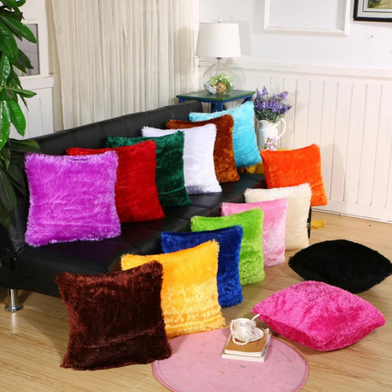 Throw Pillow cover Solid Color Short Plush Comfortable Soft Sofa Back Cushion Decoration Household Minimalism Cushion Covers