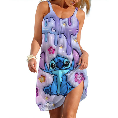 Women's Summer Disney Stitch Sleeveless Beach Dress – Cool, Quick-Dry, Loose & Stylish