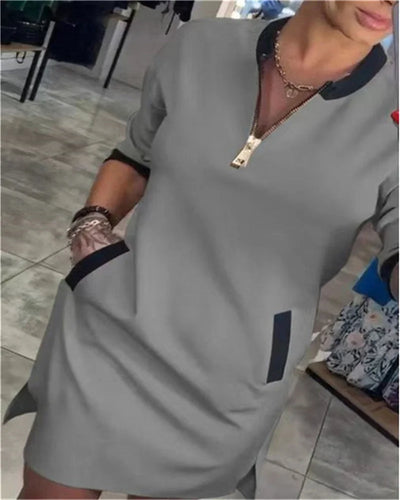 Plus-size women's autumn and winter pure color zipper long sleeve fashionable casual women's coat plus size women's clothing
