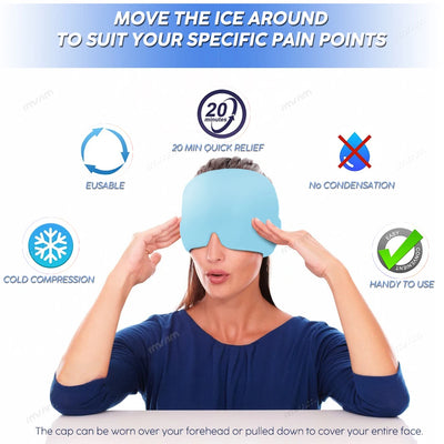 Head Massager Cap Gel Hot Cold Therapy Headache Migraine Relief Cap Stress Pressure Pain Relief Massage Hat Cold Hat Eye Mask