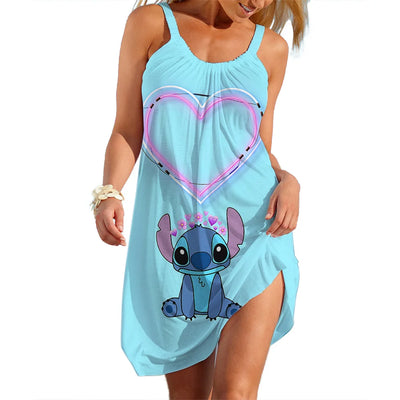 Women's Summer Disney Stitch Sleeveless Beach Dress – Cool, Quick-Dry, Loose & Stylish