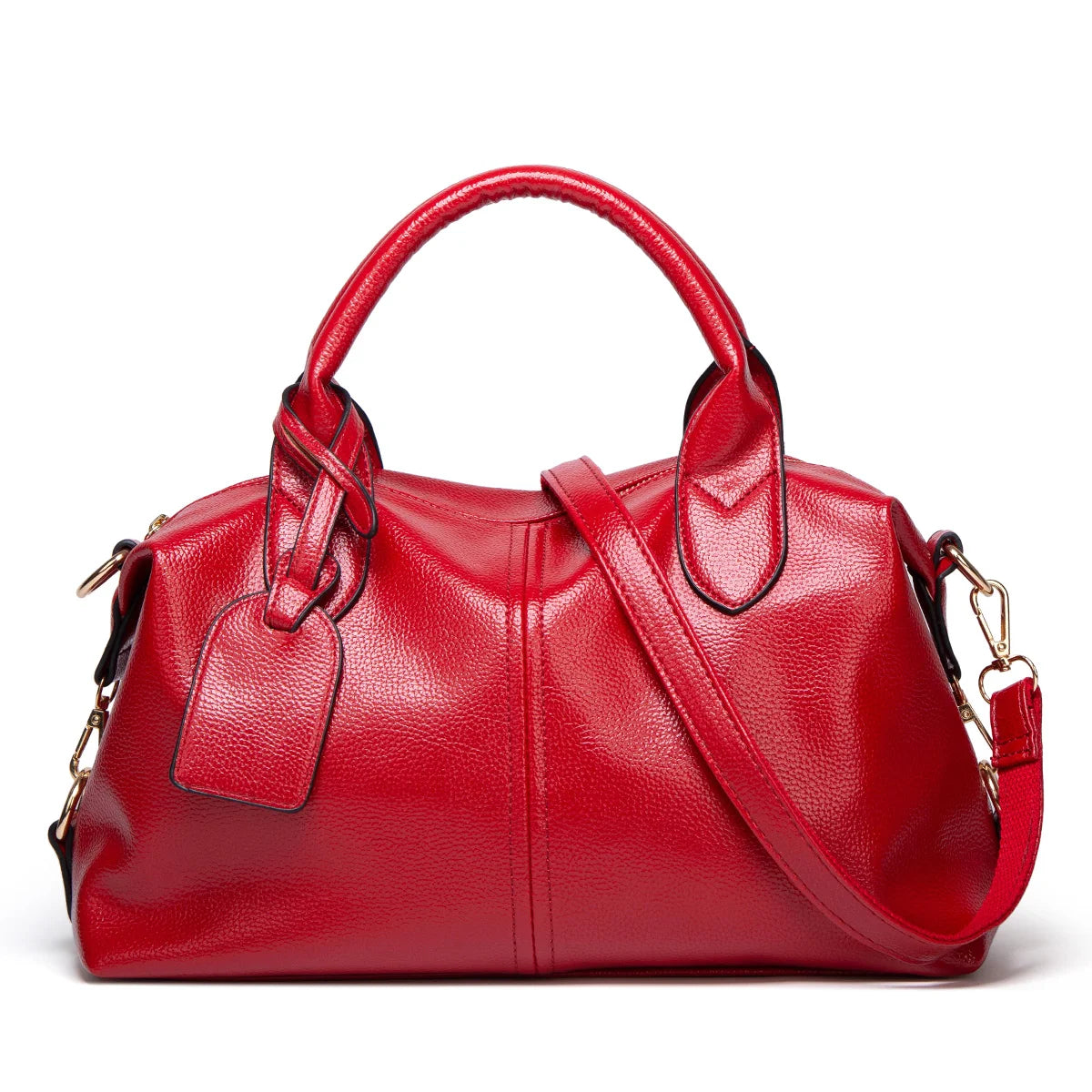 Women's Fashion and Elegant Large Capacity Oil Wax Leather Tote, Convenient Solid Artificial Leather Boston Crossbody Bag, Zipper Lock Anti-theft Commuter Bag, Double Handle Design, Adjustable Shoulder Strap, Professional Women's Briefcase, Box Bag, Dinne