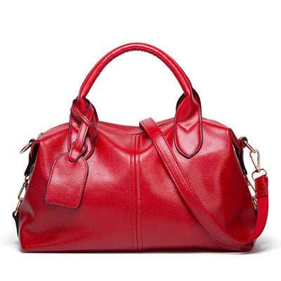 Women's Fashion and Elegant Large Capacity Oil Wax Leather Tote, Convenient Solid Artificial Leather Boston Crossbody Bag, Zipper Lock Anti-theft Commuter Bag, Double Handle Design, Adjustable Shoulder Strap, Professional Women's Briefcase, Box Bag, Dinne