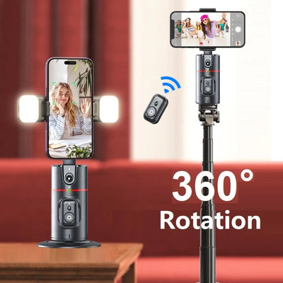 360 Degree Rotation Gimbal Stabilizer Selfie Stick AI Follow Face Tracking Desktop Tripod Phone Stand For Tiktok Smartphone Live