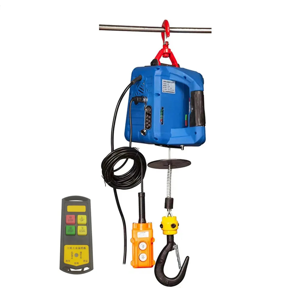 Electric hoist Portable electric hand winch traction block electric steel wire rope lifting hoist towing rope 220V/110V
