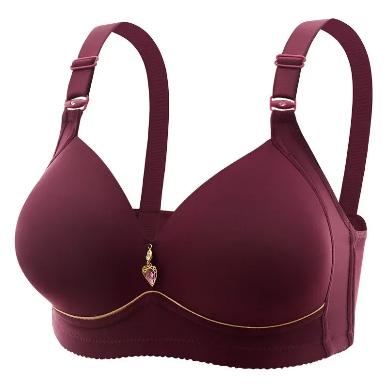 Brassiere Without Steel Ring Breathable Gathered Ladies Underwear Non-magnetic Thin Cup Glossy Obese Female Ladies Bra