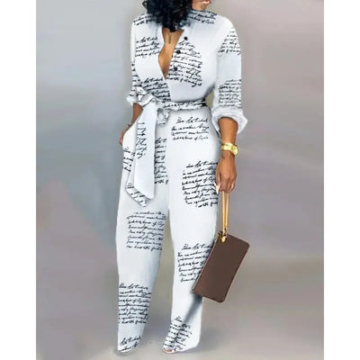 Elegant  Jumpsuit Women Fashion Deep V-neck One Piece Overalls Casual Jumpsuits Streetwear