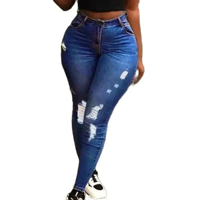 Women Stretch Ripped Distressed Skinny High Waist Denim Pants Shredded Jeans Trousers Casual Jeggings Ladies Spring Autumn Wear