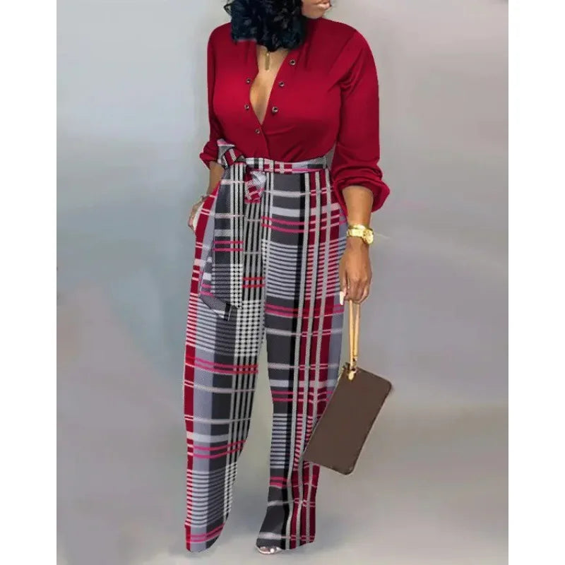 Elegant  Jumpsuit Women Fashion Deep V-neck One Piece Overalls Casual Jumpsuits Streetwear