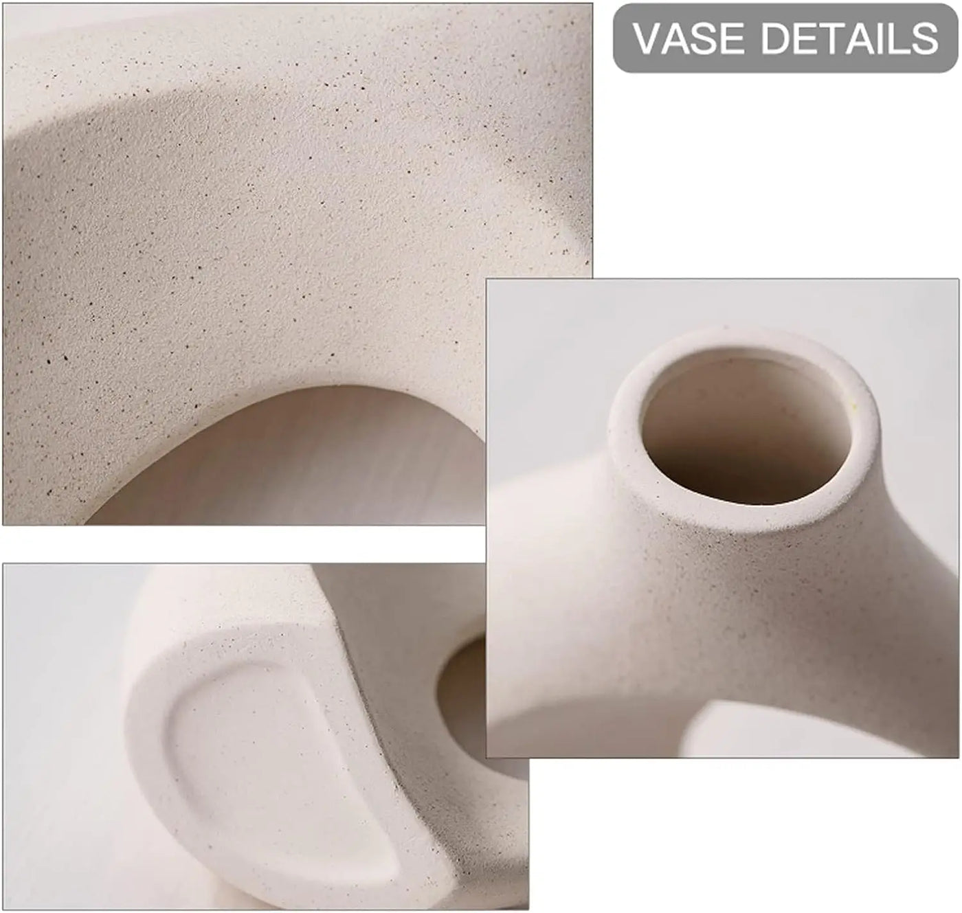 White Ceramic Vase Set of 2 for  Home Decor, Boho Donut Vases Nordic Minimalist Decorative Vase
