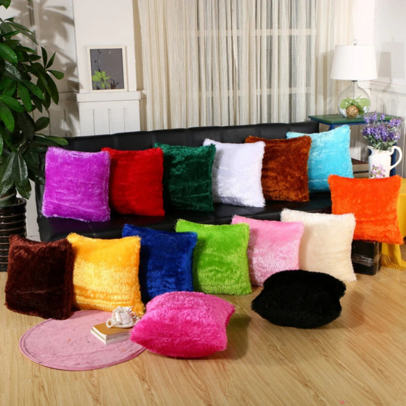 Throw Pillow cover Solid Color Short Plush Comfortable Soft Sofa Back Cushion Decoration Household Minimalism Cushion Covers