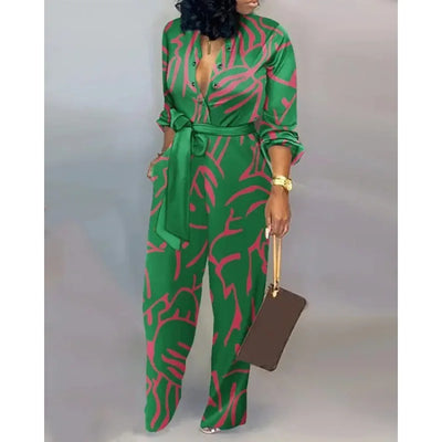 Elegant  Jumpsuit Women Fashion Deep V-neck One Piece Overalls Casual Jumpsuits Streetwear