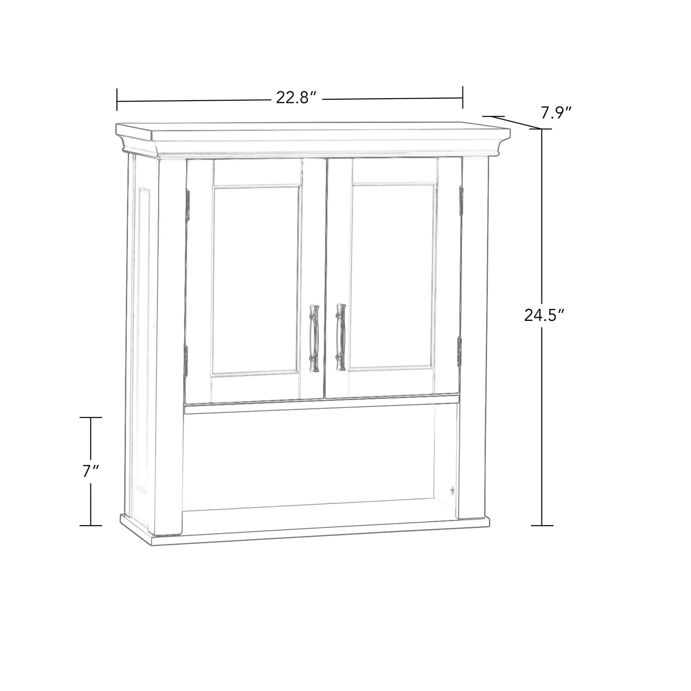 Home Somerset Collection 2-Door Bathroom Storage Wall Cabinet with 1 Open Shelf and 2 Interior Shelves, White