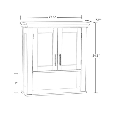 Home Somerset Collection 2-Door Bathroom Storage Wall Cabinet with 1 Open Shelf and 2 Interior Shelves, White