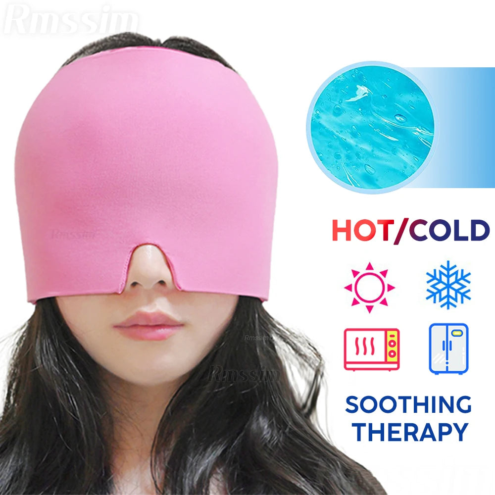 Head Massager Cap Gel Hot Cold Therapy Headache Migraine Relief Cap Stress Pressure Pain Relief Massage Hat Cold Hat Eye Mask