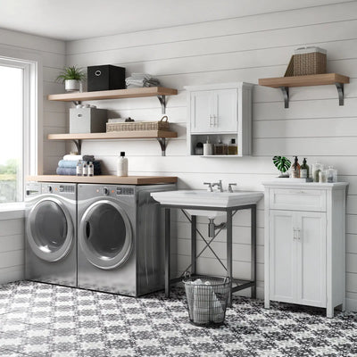 Home Somerset Collection 2-Door Bathroom Storage Wall Cabinet with 1 Open Shelf and 2 Interior Shelves, White
