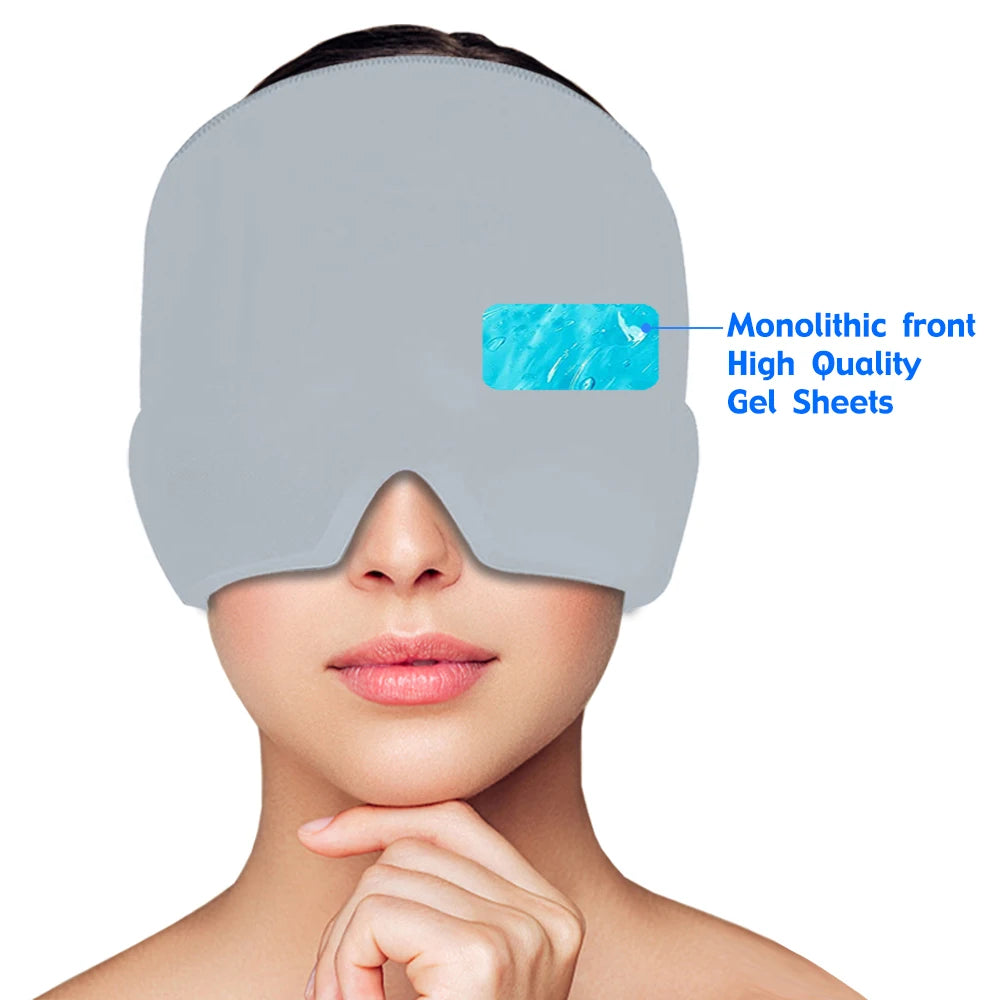 Head Massager Cap Gel Hot Cold Therapy Headache Migraine Relief Cap Stress Pressure Pain Relief Massage Hat Cold Hat Eye Mask