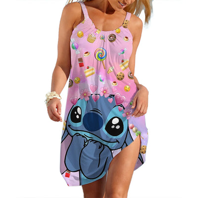 Women's Summer Disney Stitch Sleeveless Beach Dress – Cool, Quick-Dry, Loose & Stylish
