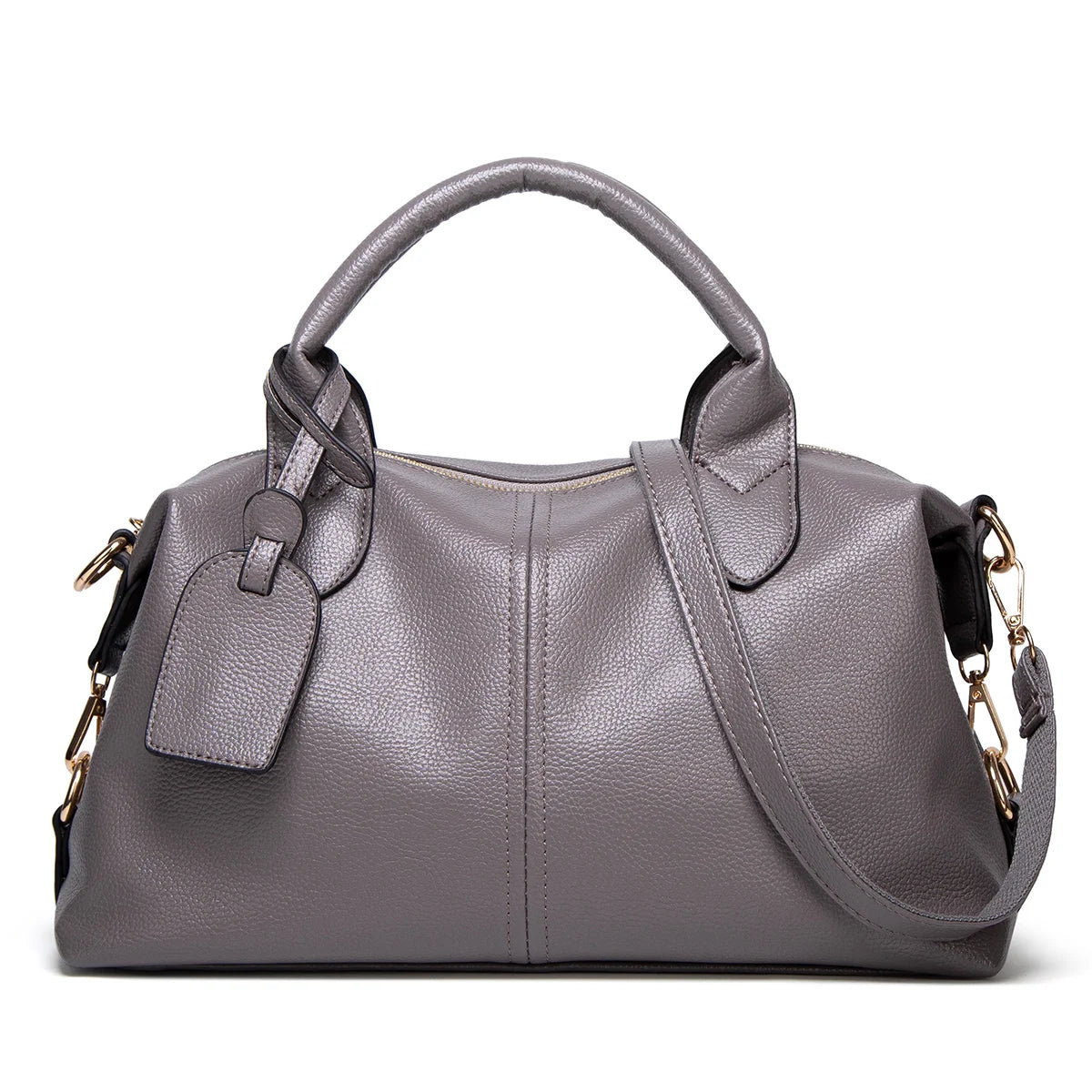 Women's Fashion and Elegant Large Capacity Oil Wax Leather Tote, Convenient Solid Artificial Leather Boston Crossbody Bag, Zipper Lock Anti-theft Commuter Bag, Double Handle Design, Adjustable Shoulder Strap, Professional Women's Briefcase, Box Bag, Dinne