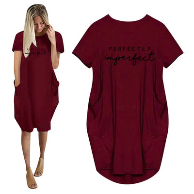 Women's Loose  Short Sleeved Summer Plus Size Dress Pocket T-shirt Style Mini Dresses Summer Casual Loose Dress Vestidos