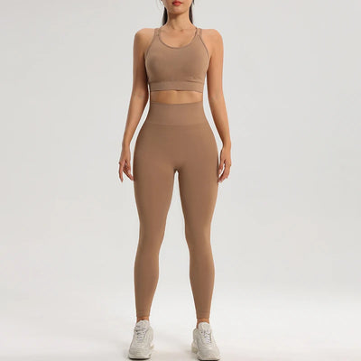 Sports Bra Shockproof Quick Dry Pants Set Breathable Fitness Suit Fitness Clothing NAQIYAYABEI 2pcs Seamless Yoga Suit