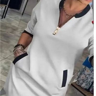 Plus-size women's autumn and winter pure color zipper long sleeve fashionable casual women's coat plus size women's clothing