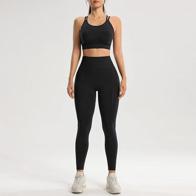 Sports Bra Shockproof Quick Dry Pants Set Breathable Fitness Suit Fitness Clothing NAQIYAYABEI 2pcs Seamless Yoga Suit