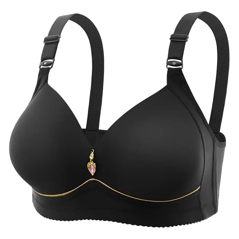 Brassiere Without Steel Ring Breathable Gathered Ladies Underwear Non-magnetic Thin Cup Glossy Obese Female Ladies Bra