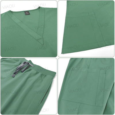 Professional Hospital Work Uniforms Unisex quick-drying Minimalist pocket scrubs sets