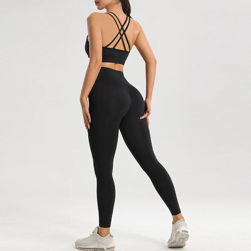 Sports Bra Shockproof Quick Dry Pants Set Breathable Fitness Suit Fitness Clothing NAQIYAYABEI 2pcs Seamless Yoga Suit