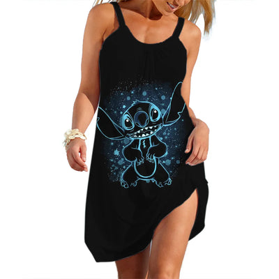 Women's Summer Disney Stitch Sleeveless Beach Dress – Cool, Quick-Dry, Loose & Stylish