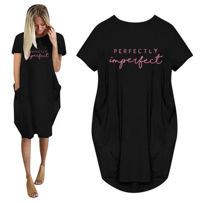 Women's Loose  Short Sleeved Summer Plus Size Dress Pocket T-shirt Style Mini Dresses Summer Casual Loose Dress Vestidos