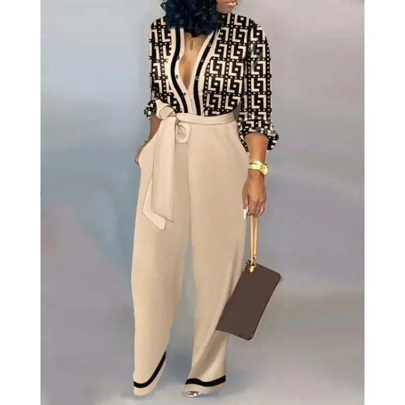 Elegant  Jumpsuit Women Fashion Deep V-neck One Piece Overalls Casual Jumpsuits Streetwear