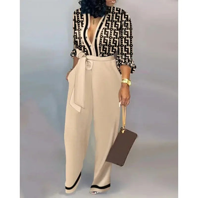 Elegant  Jumpsuit Women Fashion Deep V-neck One Piece Overalls Casual Jumpsuits Streetwear