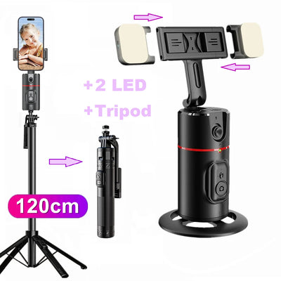 360 Degree Rotation Gimbal Stabilizer Selfie Stick AI Follow Face Tracking Desktop Tripod Phone Stand For Tiktok Smartphone Live