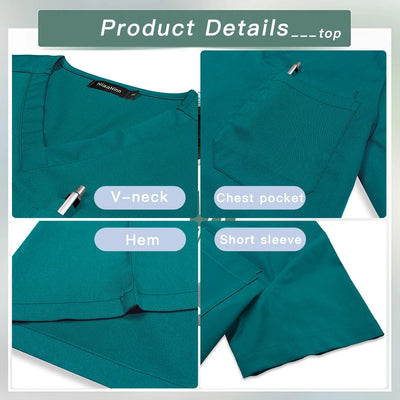 Multicolor Women Uniform V-neck Top+Pcoket Pants Nursing Surgical Uniform Men Pet Shop Doctor Medical Surgery Workwear Scrub Set