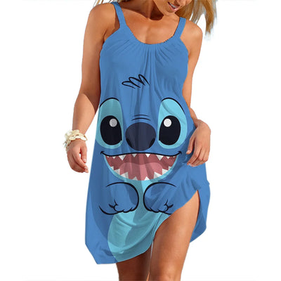 Women's Summer Disney Stitch Sleeveless Beach Dress – Cool, Quick-Dry, Loose & Stylish