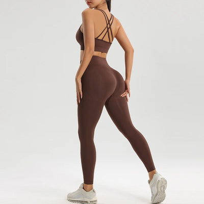 Sports Bra Shockproof Quick Dry Pants Set Breathable Fitness Suit Fitness Clothing NAQIYAYABEI 2pcs Seamless Yoga Suit
