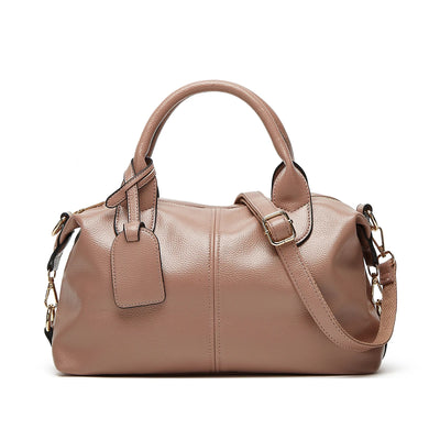 Women's Fashion and Elegant Large Capacity Oil Wax Leather Tote, Convenient Solid Artificial Leather Boston Crossbody Bag, Zipper Lock Anti-theft Commuter Bag, Double Handle Design, Adjustable Shoulder Strap, Professional Women's Briefcase, Box Bag, Dinne