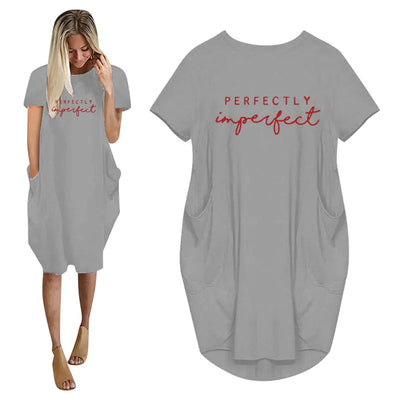 Women's Loose  Short Sleeved Summer Plus Size Dress Pocket T-shirt Style Mini Dresses Summer Casual Loose Dress Vestidos
