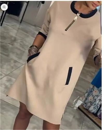 Plus-size women's autumn and winter pure color zipper long sleeve fashionable casual women's coat plus size women's clothing