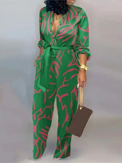 Elegant  Jumpsuit Women Fashion Deep V-neck One Piece Overalls Casual Jumpsuits Streetwear