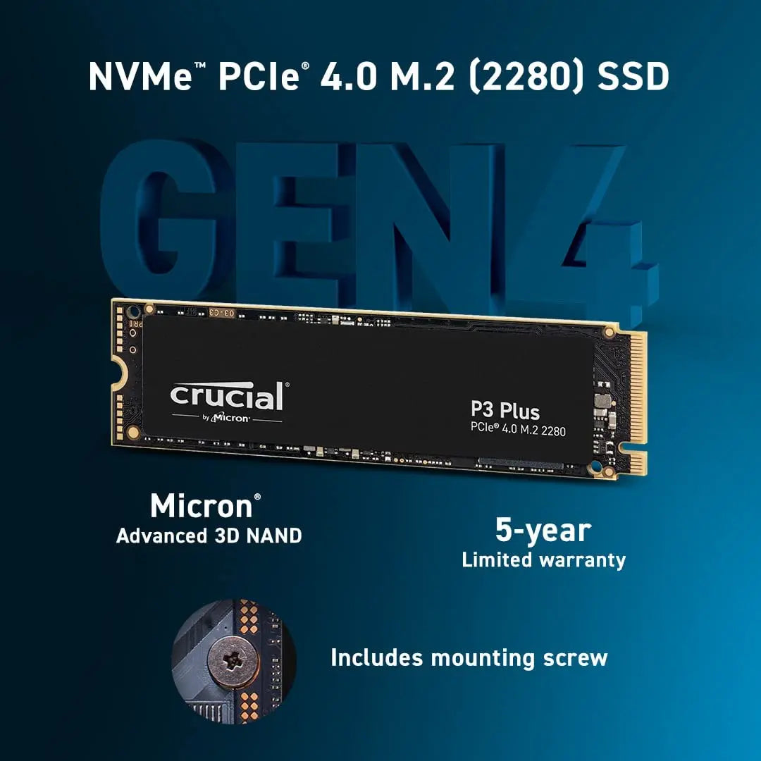 Crucial P3 Plus 1TB PCIe Gen4x4 3D NAND NVMe M.2 SSD 500GB 1TB 2TB, up to 5000MB/s（OEM package）