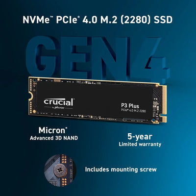 Crucial P3 Plus 1TB PCIe Gen4x4 3D NAND NVMe M.2 SSD 500GB 1TB 2TB, up to 5000MB/s（OEM package）