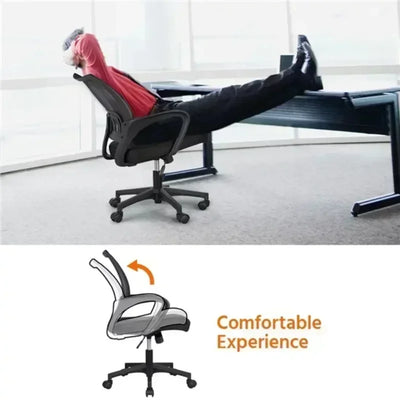 Adjustable Mid Back Mesh Swivel Office Chair with Armrests, Black
